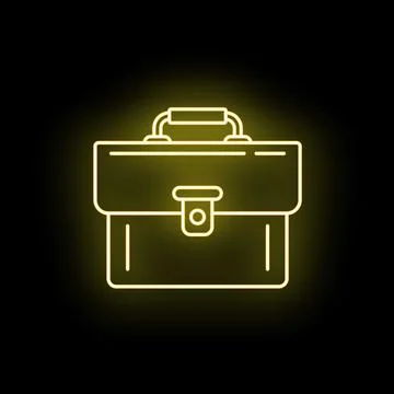 Briefcase neon glowing line icon for business professional Stock Illustration