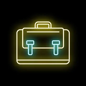 Briefcase neon icon glowing digital business concept Stock Illustration