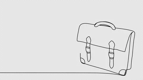 Briefcase, one line drawing animation, video clip with alpha channel. Stock Footage 264116092