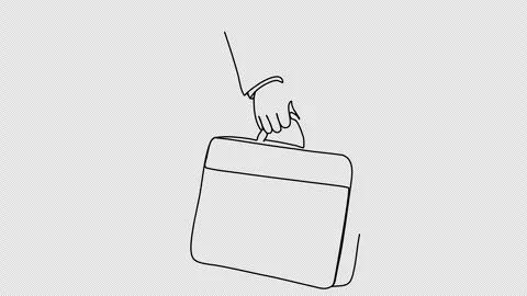Briefcase, one line drawing animation, video clip with alpha channel. Stock Footage 264116439