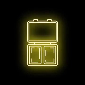 Briefcase open icon glowing in neon yellow Stock Illustration