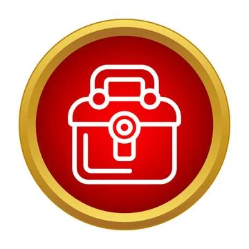 Briefcase or small toolbox icon on red background Stock Illustration