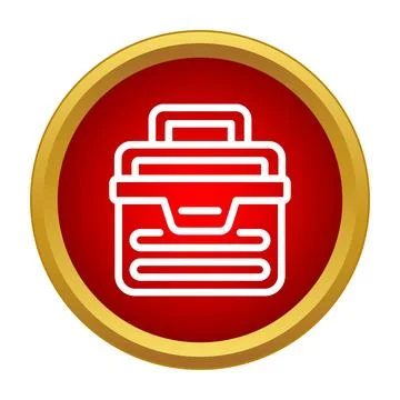 Briefcase or toolbox icon in red gold circle Stock Illustration