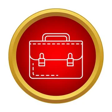 Briefcase outline icon in a red circle Stock Illustration