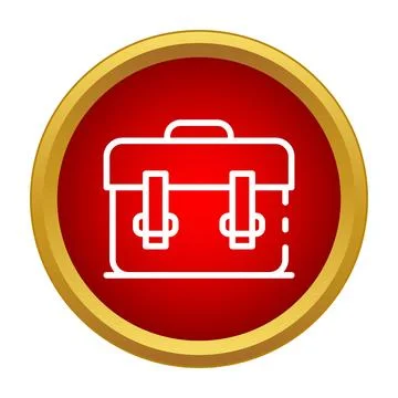 Briefcase outline icon in red gold circle イラスト素材