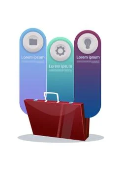 Briefcase Over Set Of Template Infographic Elements Background For Business Ilustração Stock