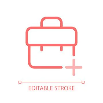 Briefcase with plus pixel perfect color linear ui icon Illustration