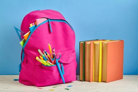 The briefcase is ready for returning to school Stock Photos