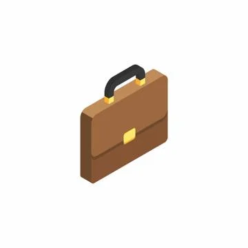 Briefcase right view White Background icon vector isometric. Stock Illustration