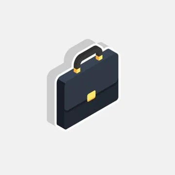 Briefcase right view White Stroke and Shadow icon vector isometric. Stock Illustration