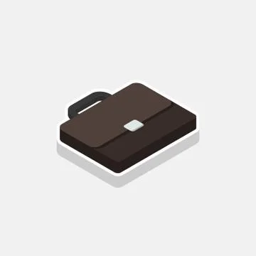 Briefcase right view White Stroke and Shadow icon vector isometric. Stock Illustration