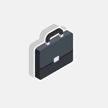 Briefcase right view White Stroke and Shadow icon vector isometric. Stock Illustration