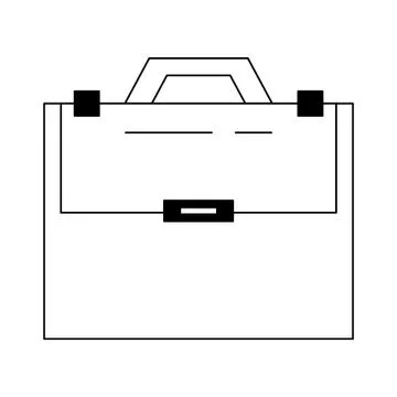 Briefcase sealed with handle isolated in black and white Illustration