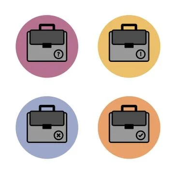 Briefcase simple flat icon in color circle Stock Illustration