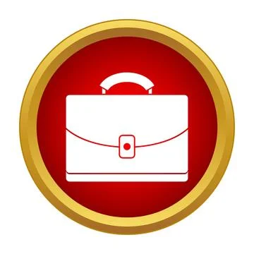 Briefcase simple icon in a red circle with gold border Stockillustratie