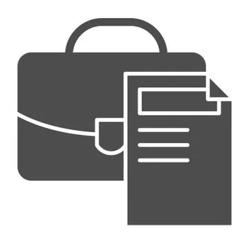Briefcase solid icon. Portfolio and document vector illustration isolated on イラスト素材