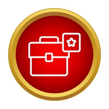 Briefcase with star icon on red button Stock Illustration
