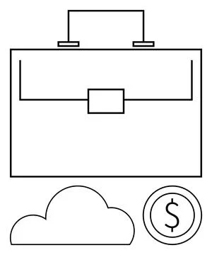 Briefcase at the top symbolizes work cloud below signifies technology and dat Stock Illustration