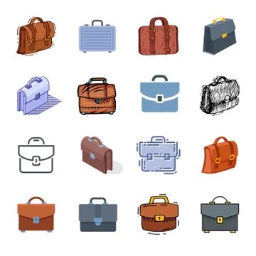 Briefcase vector business suitcase bag and baggage accessory for work or office Stock Illustration
