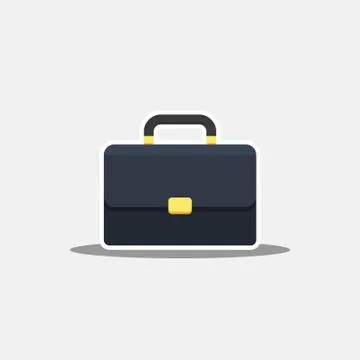 Briefcase White Stroke and Shadow icon vector isolated. Stock Illustration