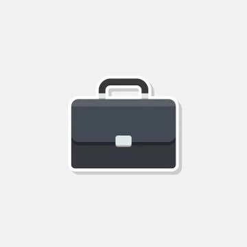 Briefcase White Stroke and Shadow icon vector isolated. Stock Illustration