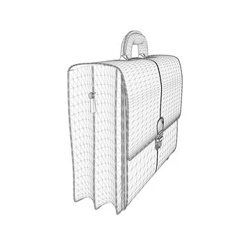 Briefcase wireframe from black lines isolated on white background. Isometric Stock Illustration