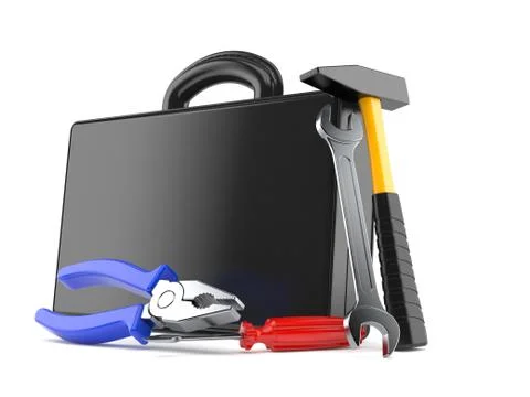 Briefcase with work tools Stock Illustration