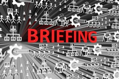 BRIEFING concept blurred background 3d render illustration Stock Illustration