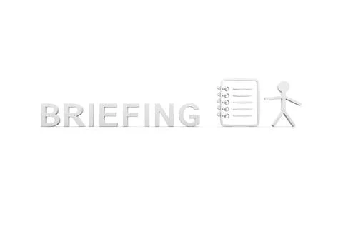 BRIEFING concept white background 3d render illustration Stock Illustration