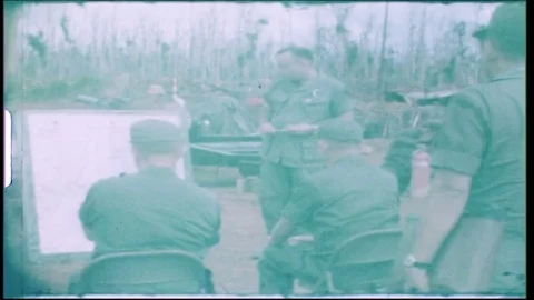 Briefing the generals on progress. Super 8 footage from the Vietnam War Video stock 82788428