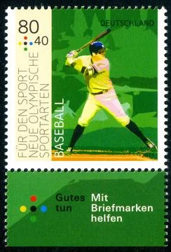 Briefmarke Deutsche Post: Olympische Sommerspiele Baseball *** Stamp Germa... Stock Photos