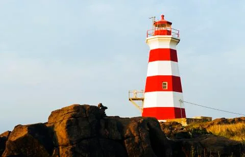 Brier Island Lighthouse, Bay of Fundy; Brier Island, Nova Scotia, Canada Stock Photos