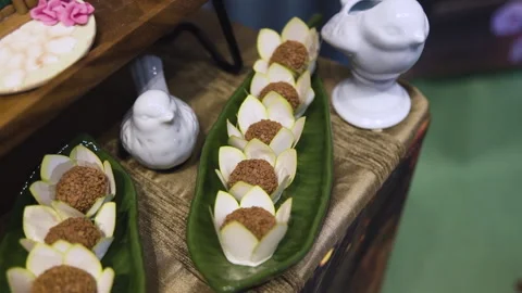 Brigadeiro on the sweets table decorated with birds Stock Footage 266073729