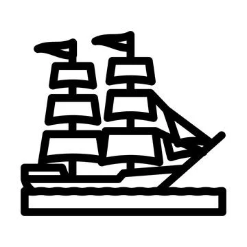 Brigantine ancient ship line icon vector illustration Stock Illustration
