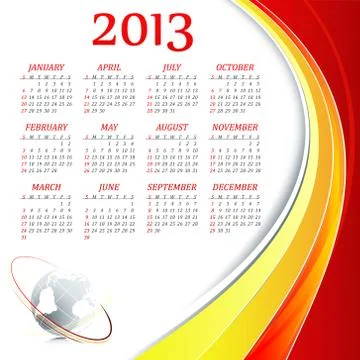 Bright 2013calendar Stock Illustration