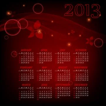 Bright 2013calendar Stock Illustration