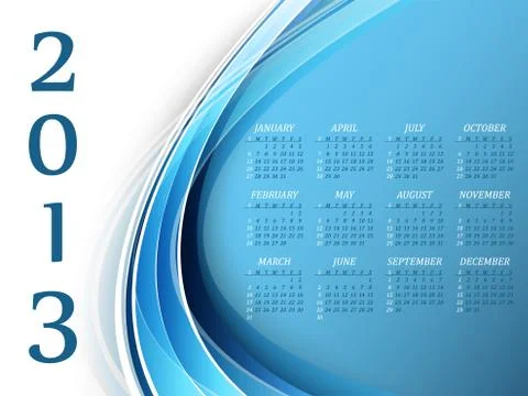 Bright 2013calendar Illustrazione stock