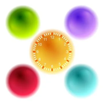 Bright 3d balls and clock for infographic design Bright 3d balls and clock... Stock Photos