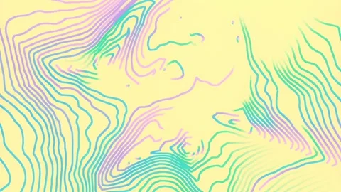 Bright 3D Digital Topography Animation with Teal Lines on Yellow Background Видео 334120435