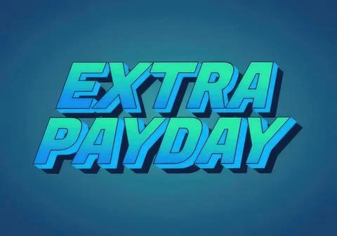 Bright 3d extra payday text with blue shadow effect Stock Illustration