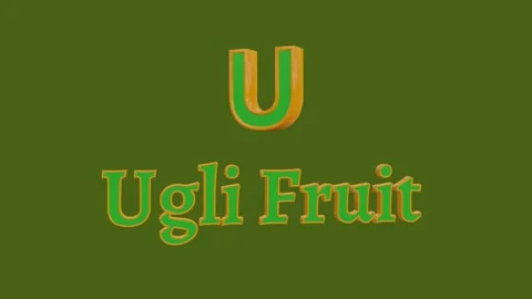 Bright 3D letter U and Ugli Fruit, green and orange contrast on dark backgr.. Video stock 318605085