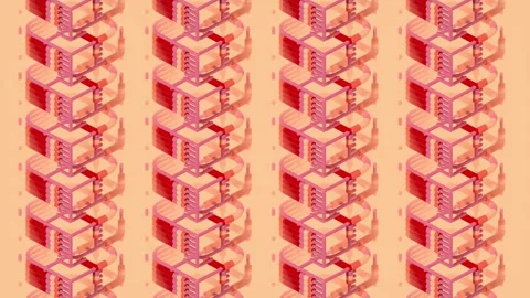 Bright 3D pattern. Splines moving rhythmically on a peach background Stock Footage 332841360