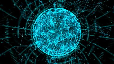 A bright 3D rendering with astrological elements in blue color in the black b Stock Illustration