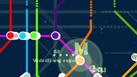 Bright 3d rendering of a metro map. It includes a big center with an orange,  Stock Illustration