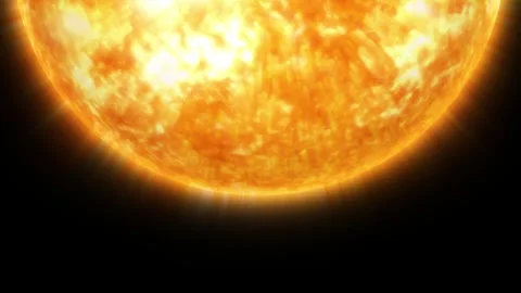 Bright 3d sun with glowing rays against a black background Stock Footage 317861755
