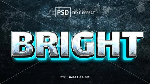 Bright 3d text effect editable PSD Template