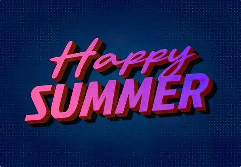 Bright 3d text saying happy summer on dark background Stock Illustration
