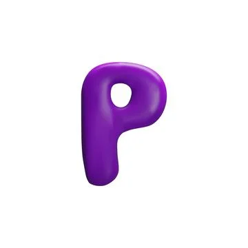 A bright 3d vector consonant letter "P" made of purple plasticine on a white Stock Illustration