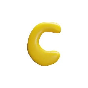 A bright 3d vector letter "C" made of yellow plasticine on a white background Stock Illustration