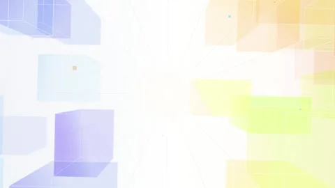 Bright Abstract 3D Floating Wireframe Cubes Background Stock Footage 346690558